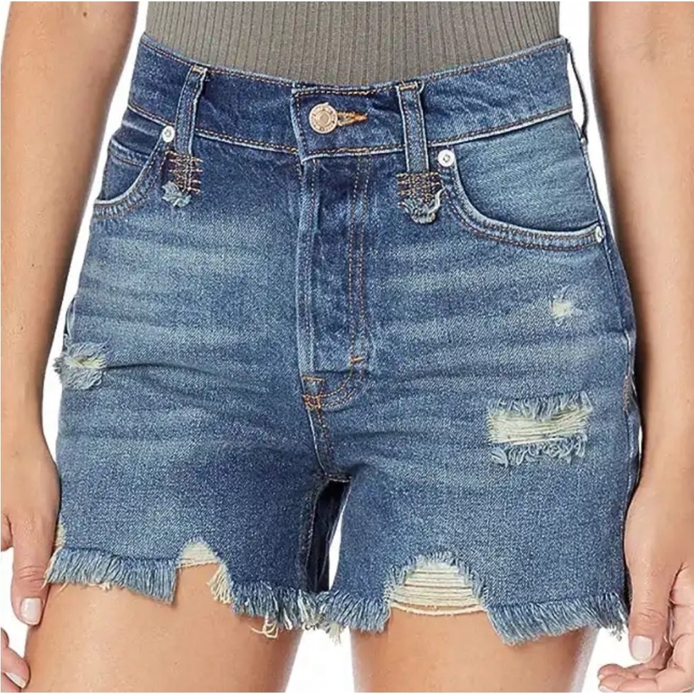 Free People Makai Cutoff Short in Deep Sea Denim Jean Shorts